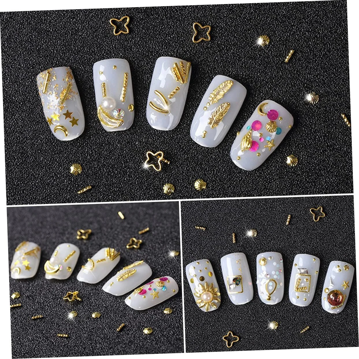 Украшения для ногтей Металлические заклепки с 3 отделениями FRCOLOR для дизайна ногтей Самоклеящиеся для женщин и девушек для салона и домашнего использования, фото №5