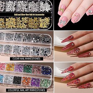 Прикраси для нігтів, 6 коробок Золоті Срібні 3D synthetic.ua - Фото 1