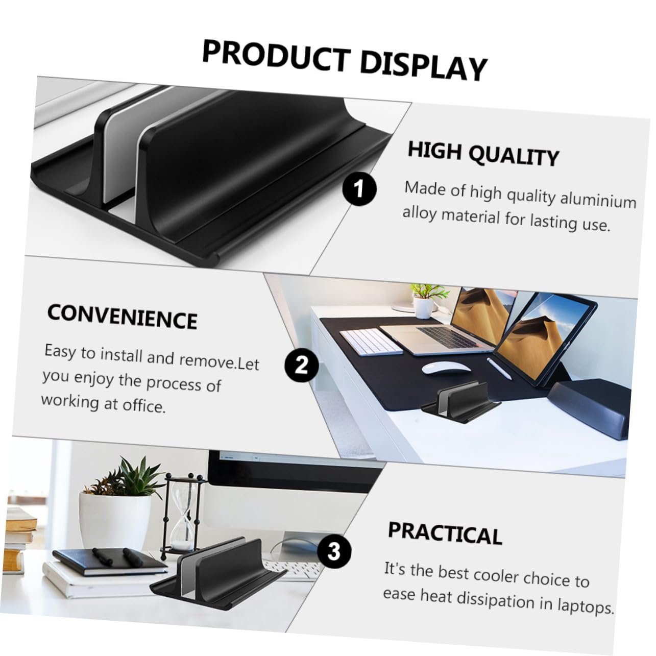 Подставка для ноутбука Sewroro Алюминиевый сплав Вертикальная Охлаждающая Подставка Настольная Радиаторная Подставка для Ноутбука для Эффективного Отвода Тепла и Экономии Пространства, фото №8