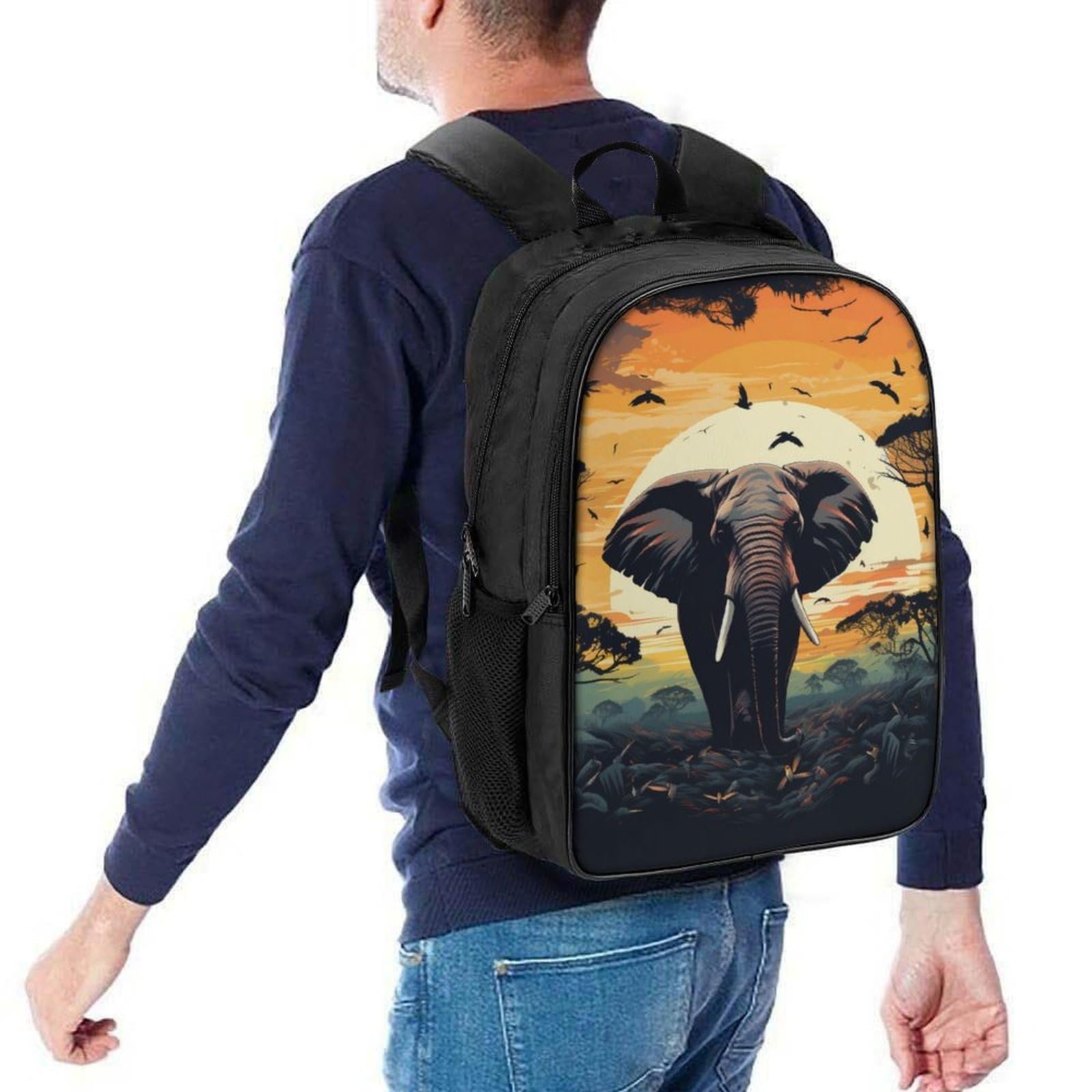Рюкзак шкільний FPAKAKIIE Elephant для дівчаток підлітків, великий, для школи, трекінгу, подорожей, 40x28x16см, фото №5