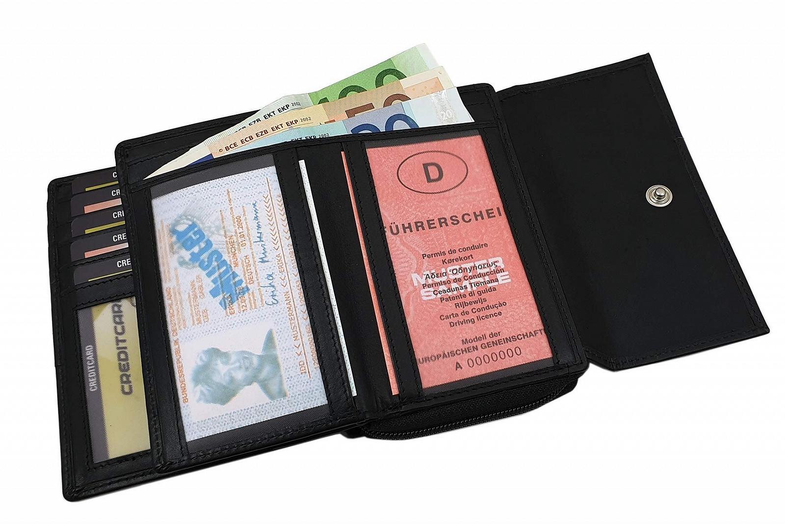Элегантный женский кошелек из кожи наппа с защитой RFID и NFC, черный, Elegant, фото №4