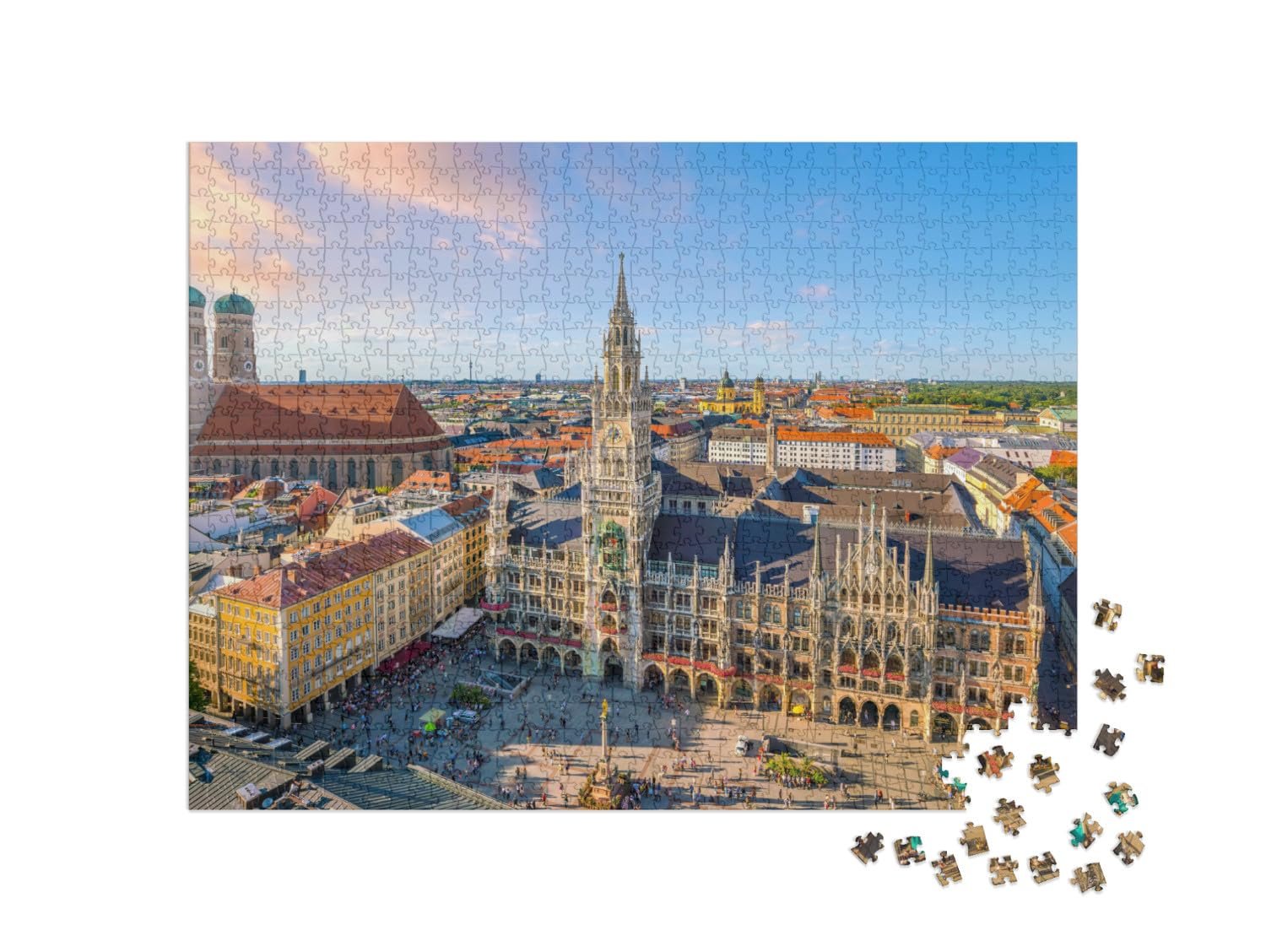 Пазл puzzleYOU Немецкие города Мюнхен: ратуша на Мариенплац 1000 элементов, фото №2
