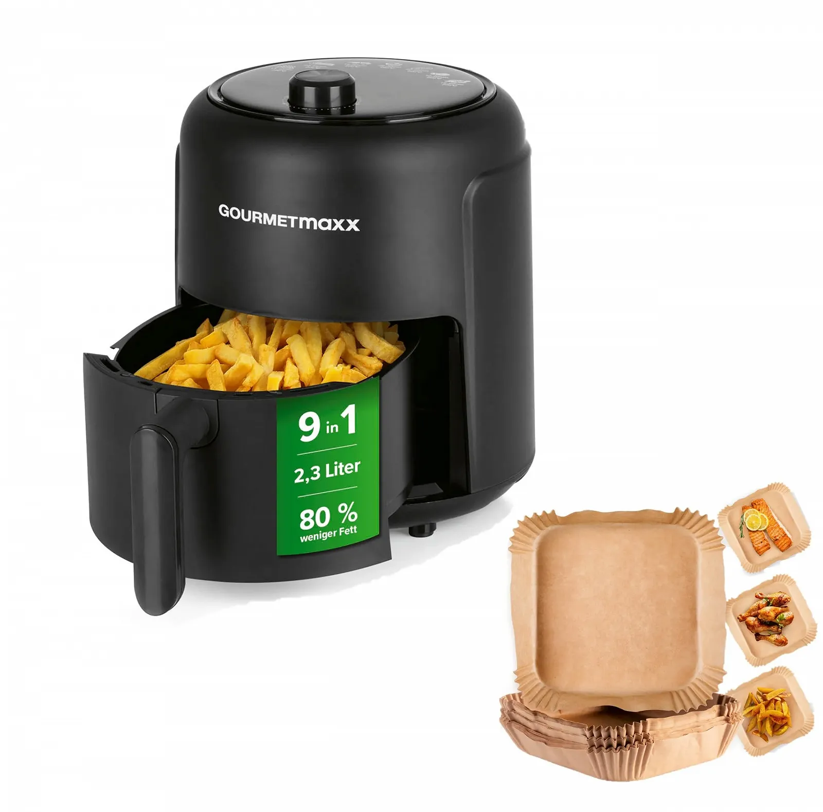 Мультипіч GOURMETmaxx 2.3 л 1000 Вт 9 функцій 50 паперових чаш у комплекті, фото №1