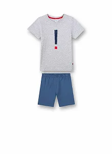 Комплект піжами Sanetta для хлопчиків, сірий, з шортами - Фото 1