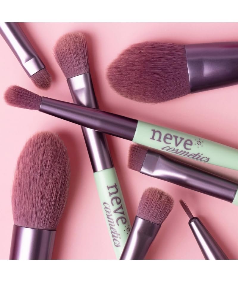 Набір Neve Cosmetics 8 Reisepinsel Pastel Pop з футляром із веганської шкіри м'ятно-зелений Vegan, фото №5