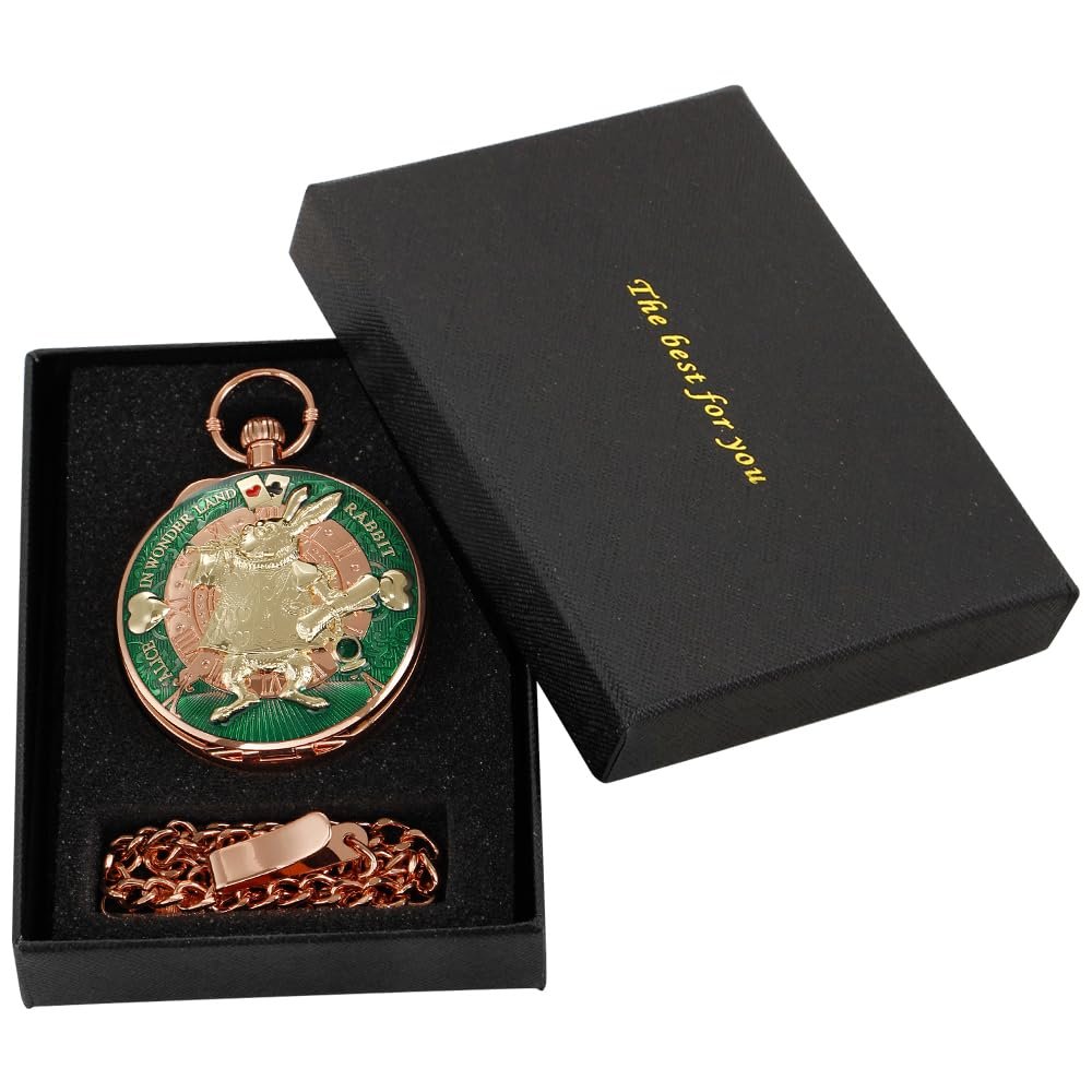 Музичний кишеньковий годинник з ланцюжкомTiong Alice in Wonderland з ручним заводом, фото №3