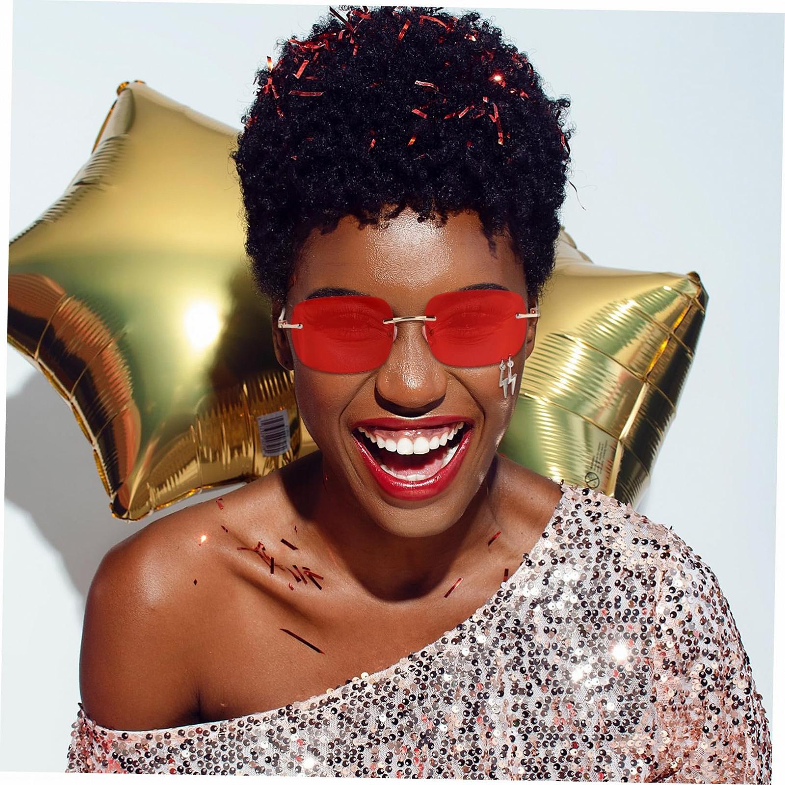 Сонцезахисні окуляри LIFKOME 2 шт, без оправи, тоновані, червоні, фото №5