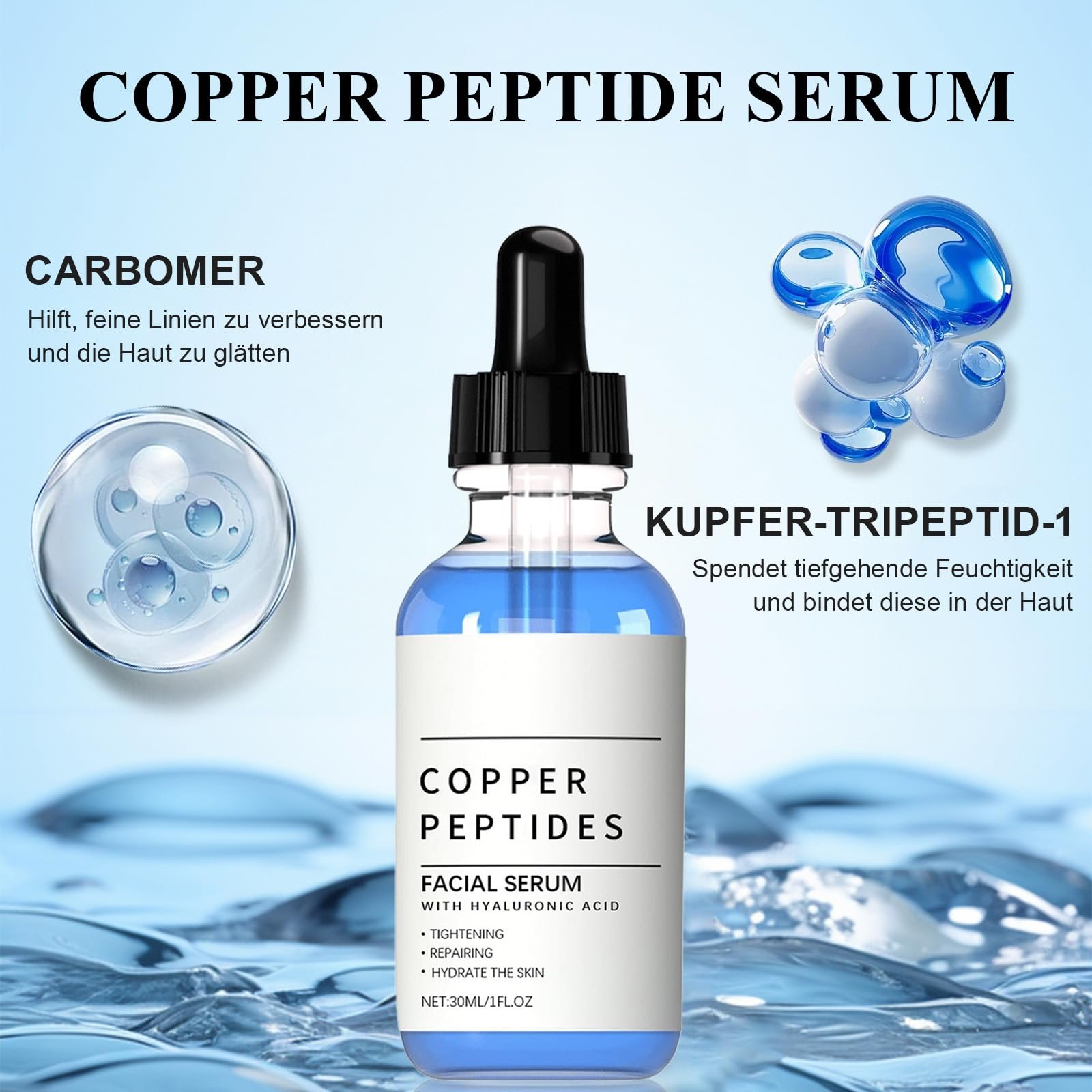 Сыворотка для лица Copper Peptide антивозрастная с пептидами меди и гиалуроновой кислотой, фото №4 Сыворотка для лица Copper Peptide антивозрастная с пептидами меди и гиалуроновой кислотой, фото №4