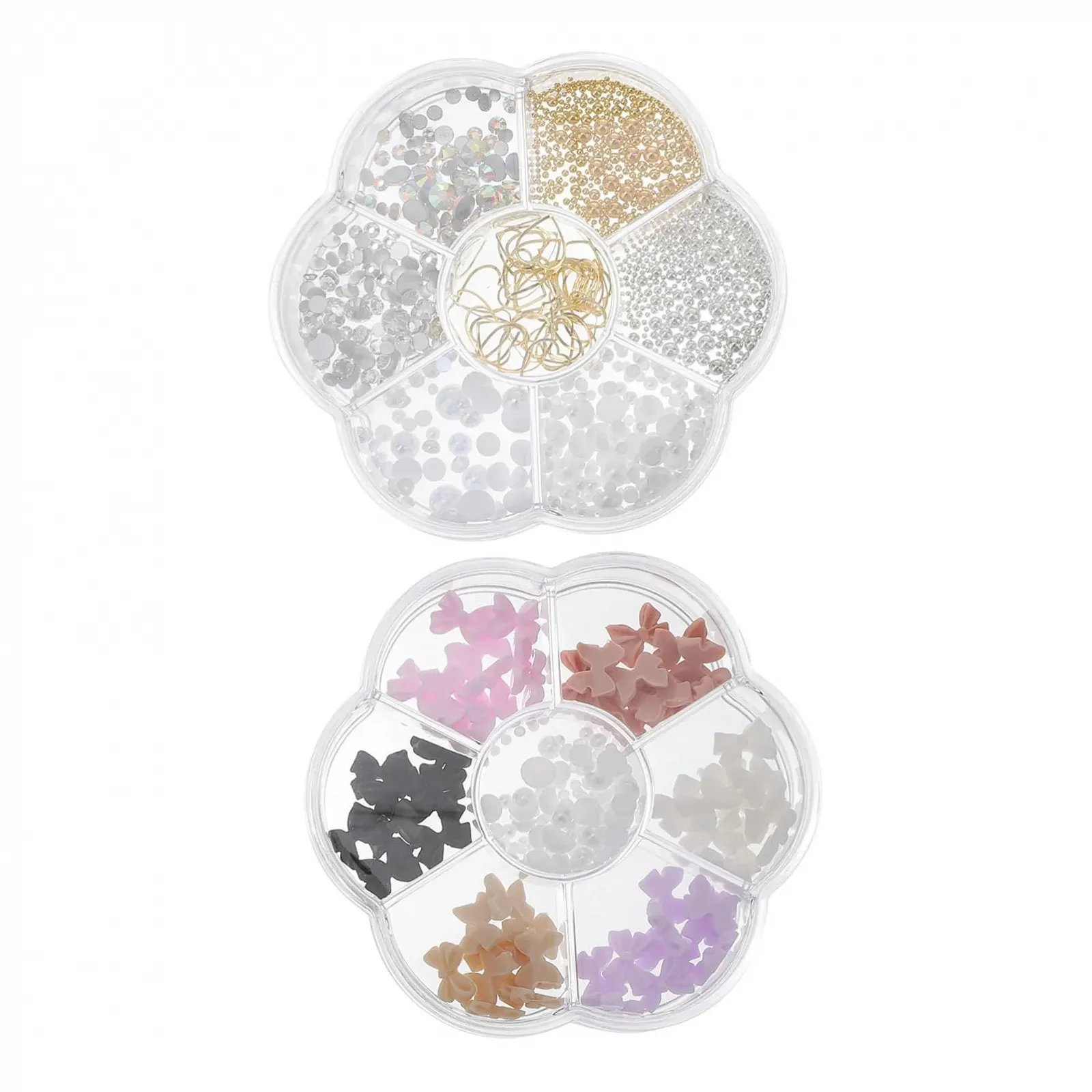 Набор бусин 3D Набор бусин для ногтей 2 коробки с цветными бусинами и стразами для ногтей Идеальное украшение для творческого дизайна ногтей Аксессуары для ногтей для профессионального и DIY бисера для ногтей, фото №1