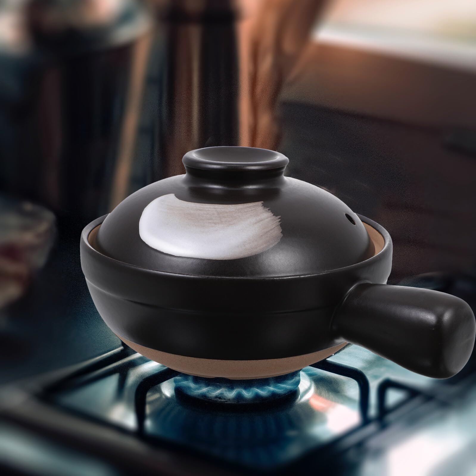 Кастрюля Керамическая термостойкая маленькая с ручкой гладкая поверхность для духовки цельная, фото №6