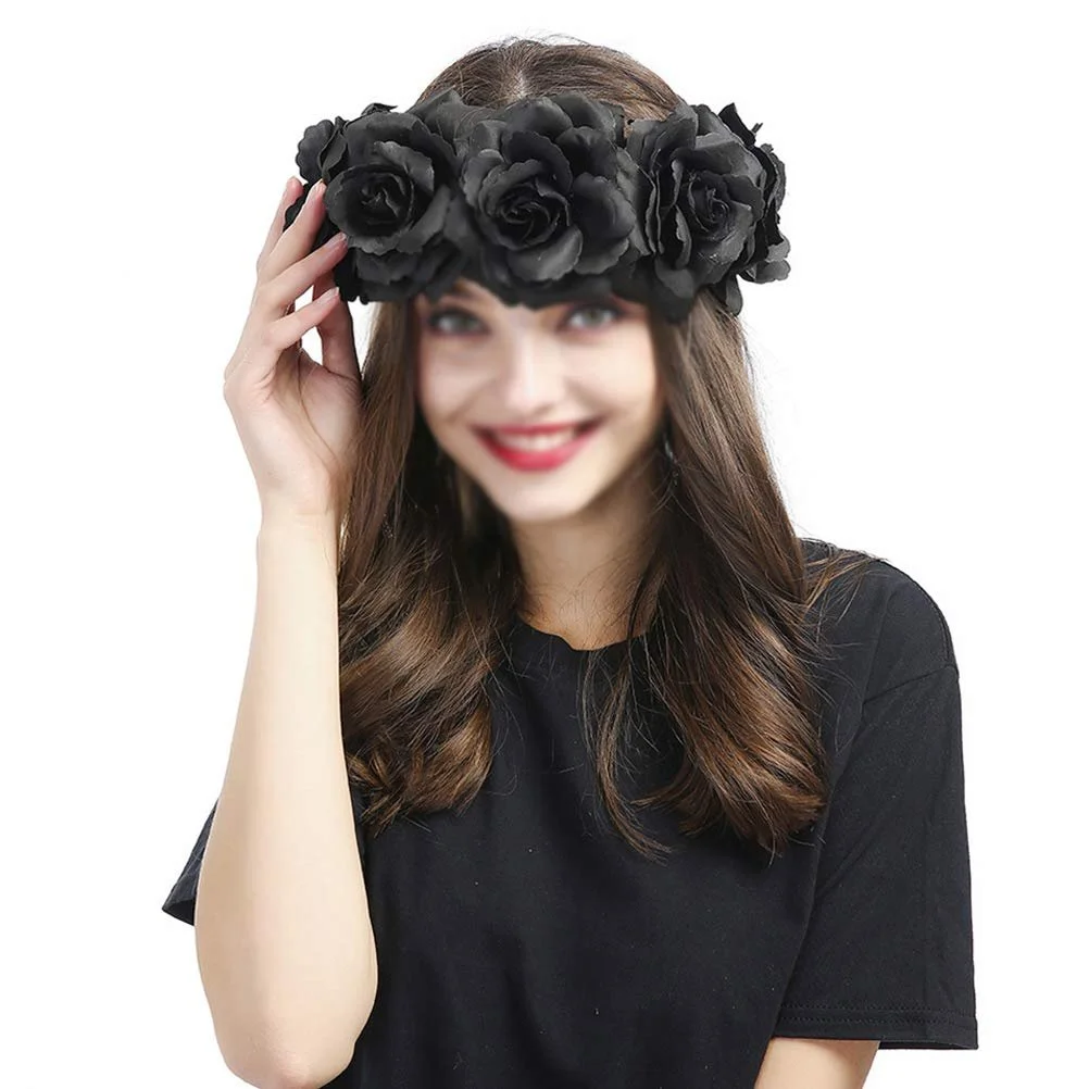 Вінок для волосся з чорними трояндами, фото №5