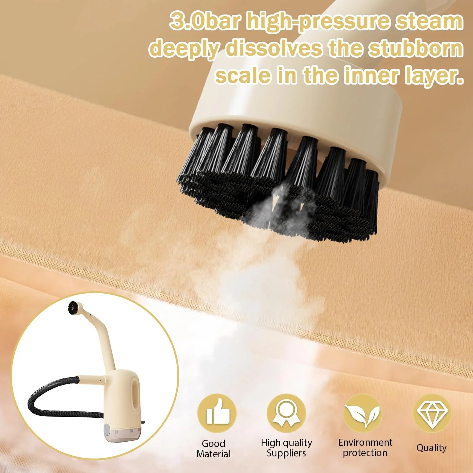 Пароочиститель ручной 1200 Вт 300 мл 3,0 бар с 8 аксессуарами, фото №4