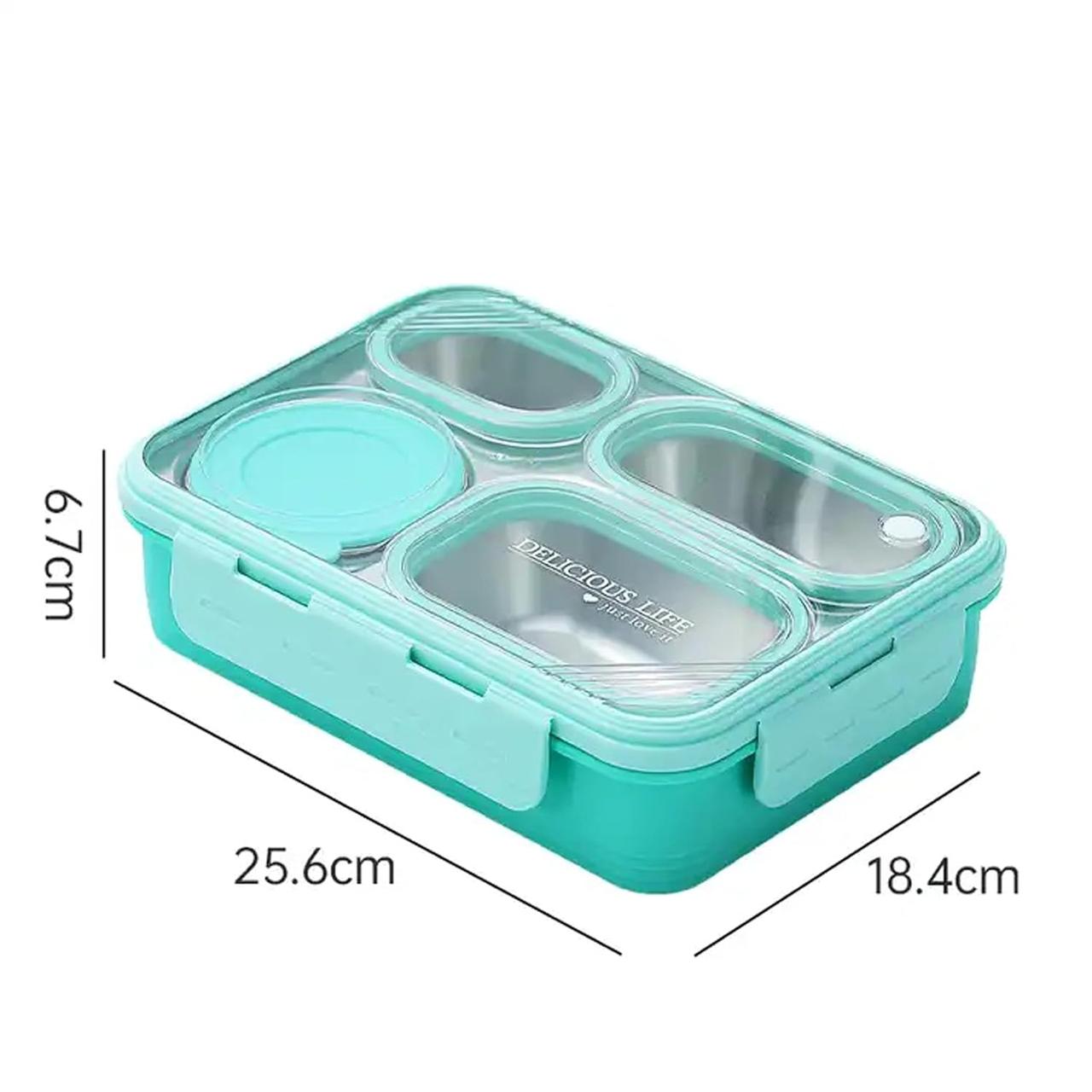 Ланчбокс на 4 герметичных секции с металлической основой супницей Just-M 950 мл бирюзовый, фото №4 Ланчбокс на 4 герметичных секции с металлической основой супницей Just-M 950 мл бирюзовый, фото №4