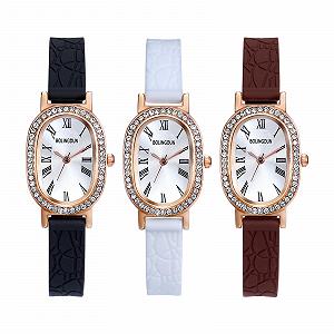 Купить Женские наручные часы Силиконовые JewelryWe Кварцевые Аналоговые Классические Деловой Миниатюрные Овальные, с римскими цифрами и стразами - Фото 1 Женские наручные часы Силиконовые JewelryWe Кварцевые Аналоговые Классические Деловой Миниатюрные Овальные, с римскими цифрами и стразами - Фото 1