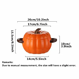 Кастрюля для запекания керамическая Тыква с крышкой и ручками оранжевая 1500 мл synthetic.ua - Фото 1