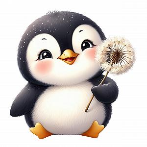 Наклейка на стіну GRAZDesign Пінгвін з кульбабою 31 x 30 см synthetic.ua - Фото 1