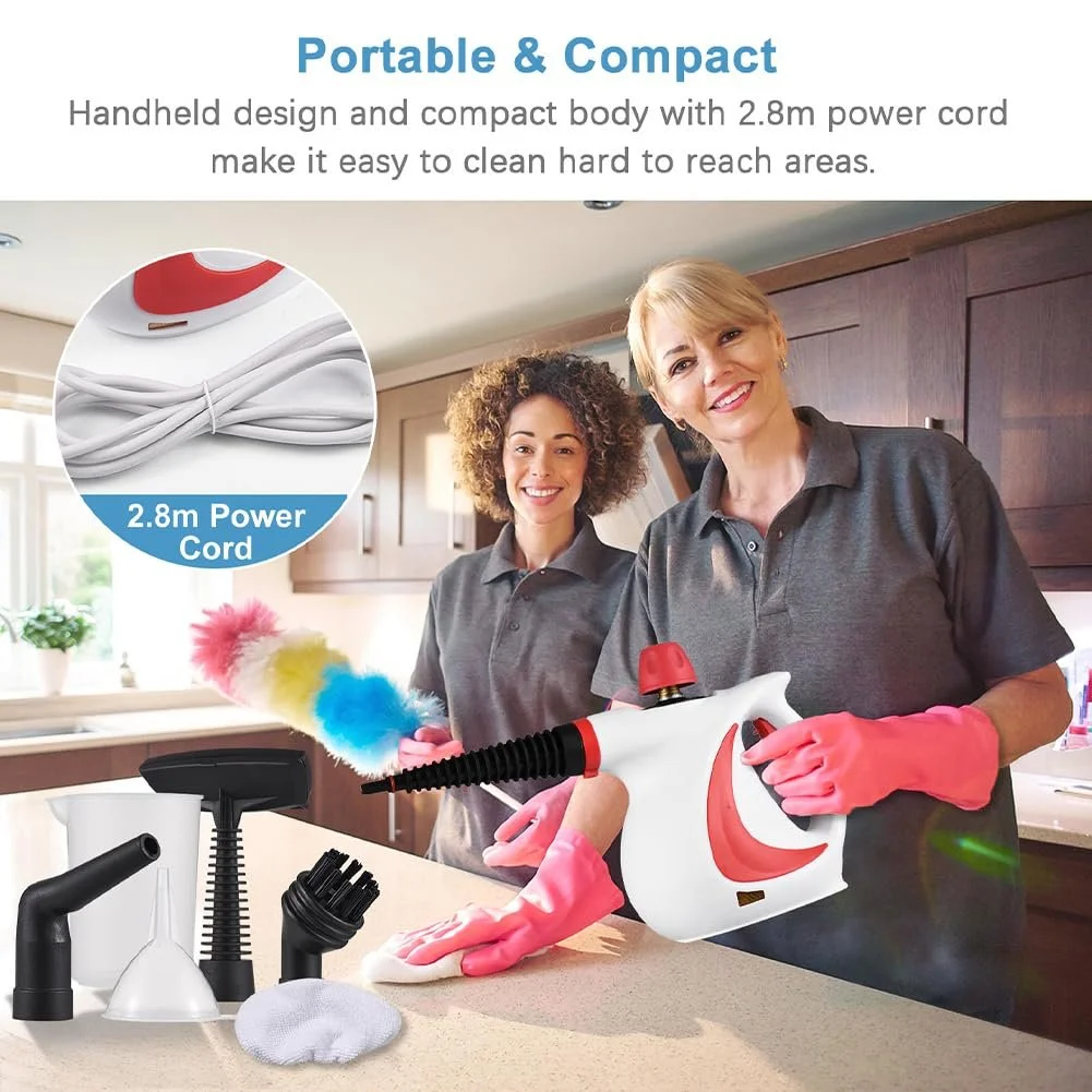 Пароочисник ручний Red Hut 1050 Вт 3,2 бар 120°C 12 аксесуарів Червоний, фото №6 Пароочисник ручний Red Hut 1050 Вт 3,2 бар 120°C 12 аксесуарів Червоний, фото №6