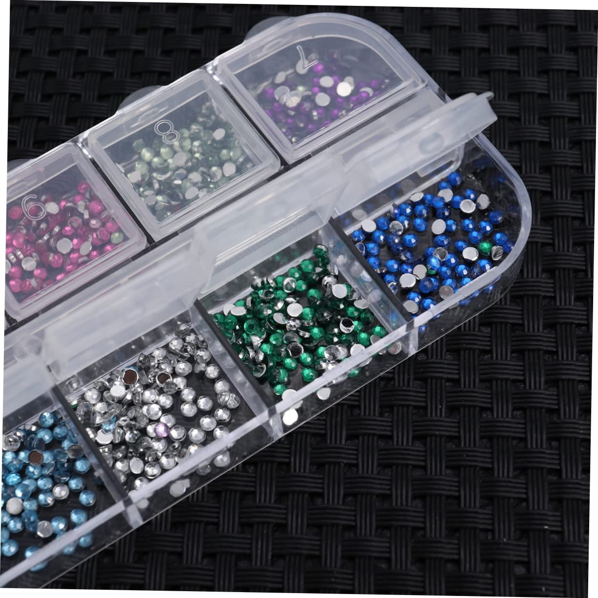 Стрази для нігтів Beavorty Різні кольори та розміри. Прозорий контейнер, фото №9