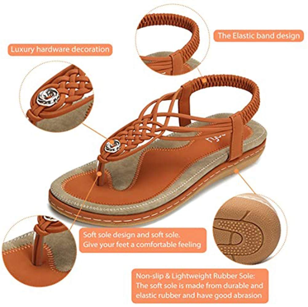 Жіночі плоскі сандалі CrEev літні з затискачем для пальців Богемні Т-подібні, фото №4 Жіночі плоскі сандалі CrEev літні з затискачем для пальців Богемні Т-подібні, фото №4