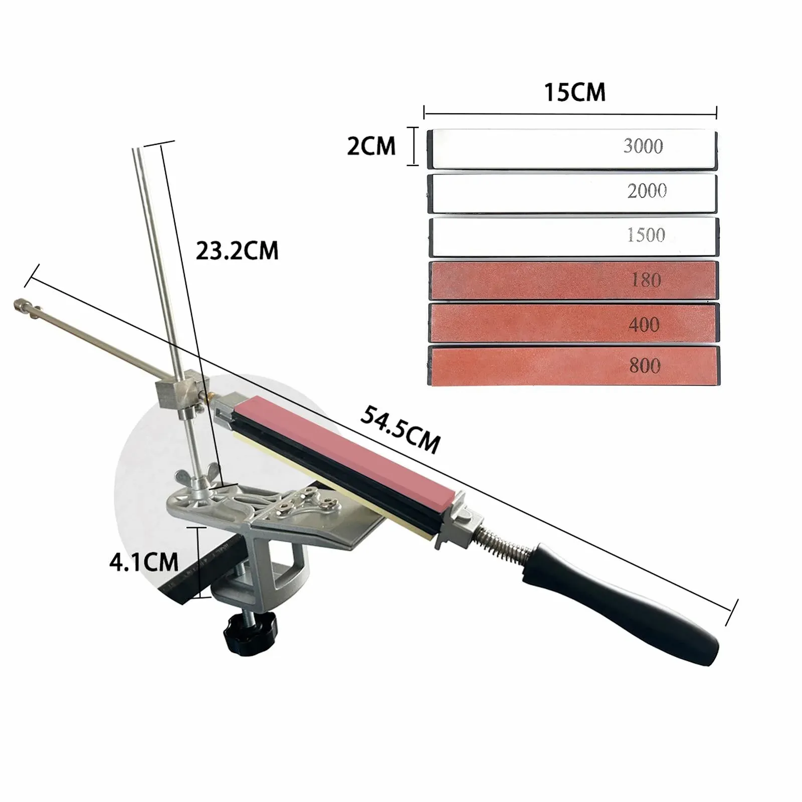 Система для заточування ножів Професійна 360° Flip-Design 6 каменів Сплав Срібляста 545 мм, фото №8