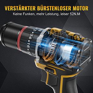 Отвертка Conentool 21 В Бесщёточная Аккумулятор 2 x 2000 мАч 52 Нм Тяга 28+3 Уровни synthetic.ua - Фото 1