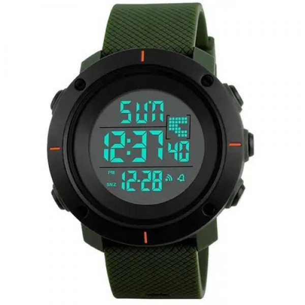 Часы наручные мужские SKMEI 1213AG ARMY GREEN BIG SIZE брендовые Цвет зеленый, фото №2