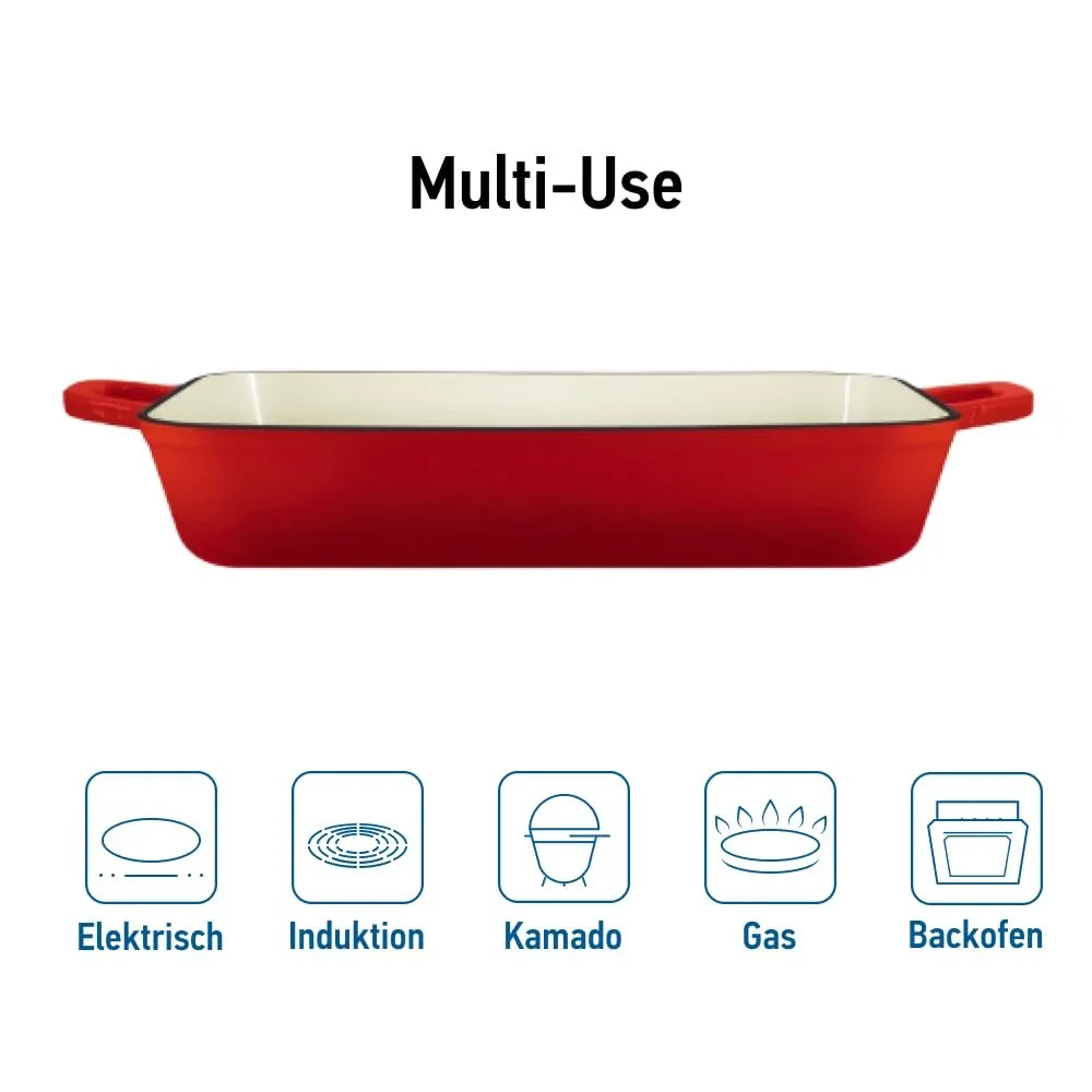 Форма для запекания чавунная эмалированная 3.2 L красная, фото №2 Форма для запекания чавунная эмалированная 3.2 L красная, фото №2