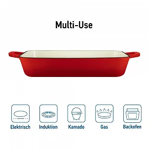 Форма для запекания чавунная эмалированная 3.2 L красная synthetic.ua - Фото 1