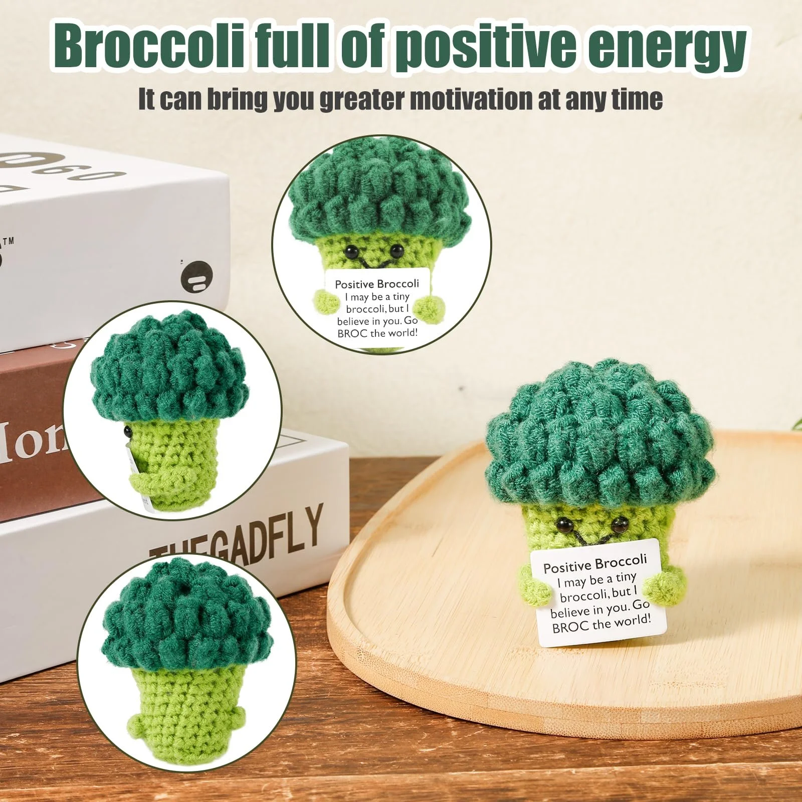 Игрушка PEUTIER Positive Vegetables Вязаный позитивный брокколи Зеленый, фото №3 Игрушка PEUTIER Positive Vegetables Вязаный позитивный брокколи Зеленый, фото №3