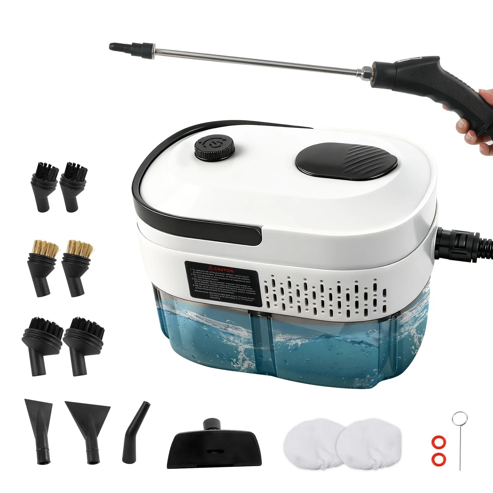 Ручний пароочисник 2500W 1.4L 3 рівні пари з 12 аксесуарами, фото №1