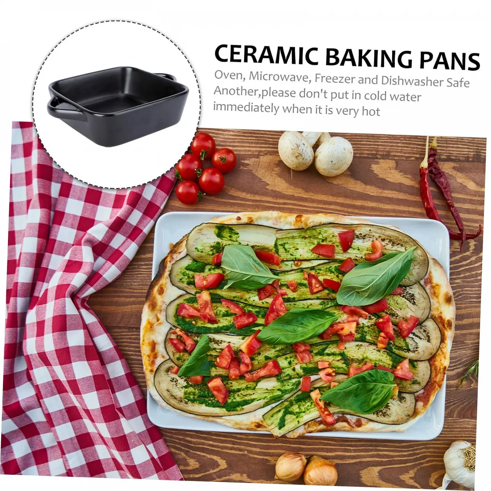 Форма для запікання VALICLUD прямокутна термостійка з ручками чорна, фото №4