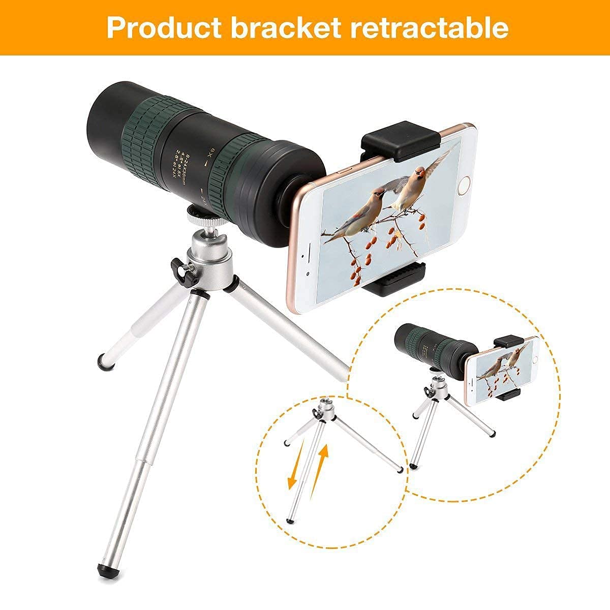Монокуляр MRKU 24x30 8X-24X Dual Focus Optics Zoom черный, фото №4