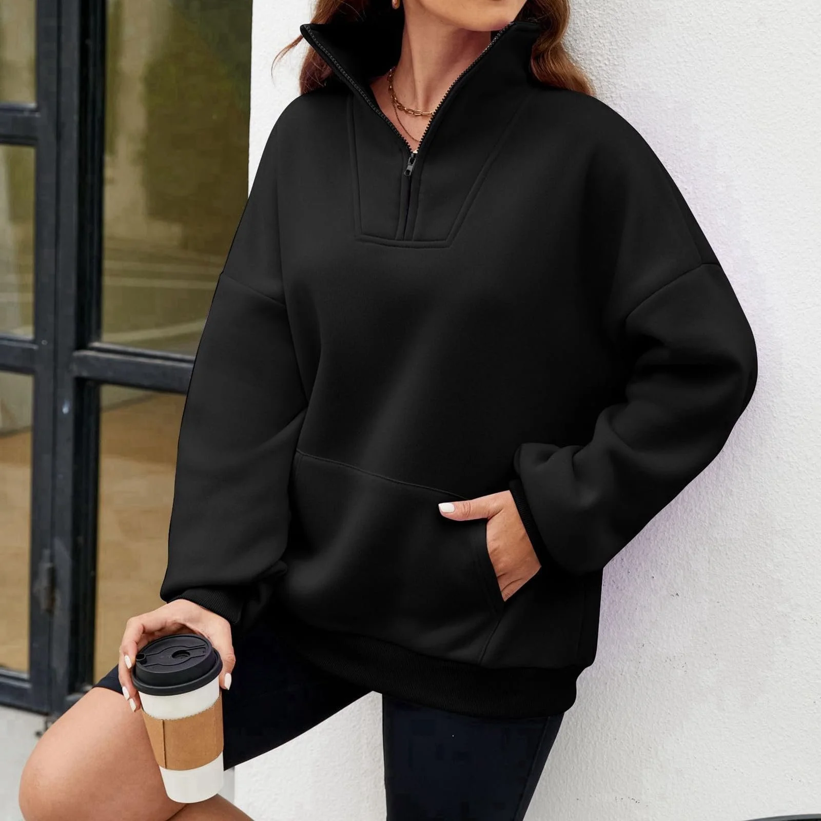 Жіночий світшот напівблискавці, повсякденний, фото №3 Жіночий світшот напівблискавці, повсякденний, фото №3