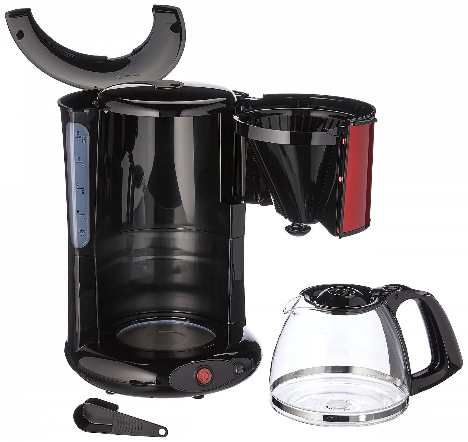 Фильтр-кофеварка Moulinex Subito FG360D 1.25 л стеклянный кувшин нержавеющая сталь Красный/Черный, фото №2