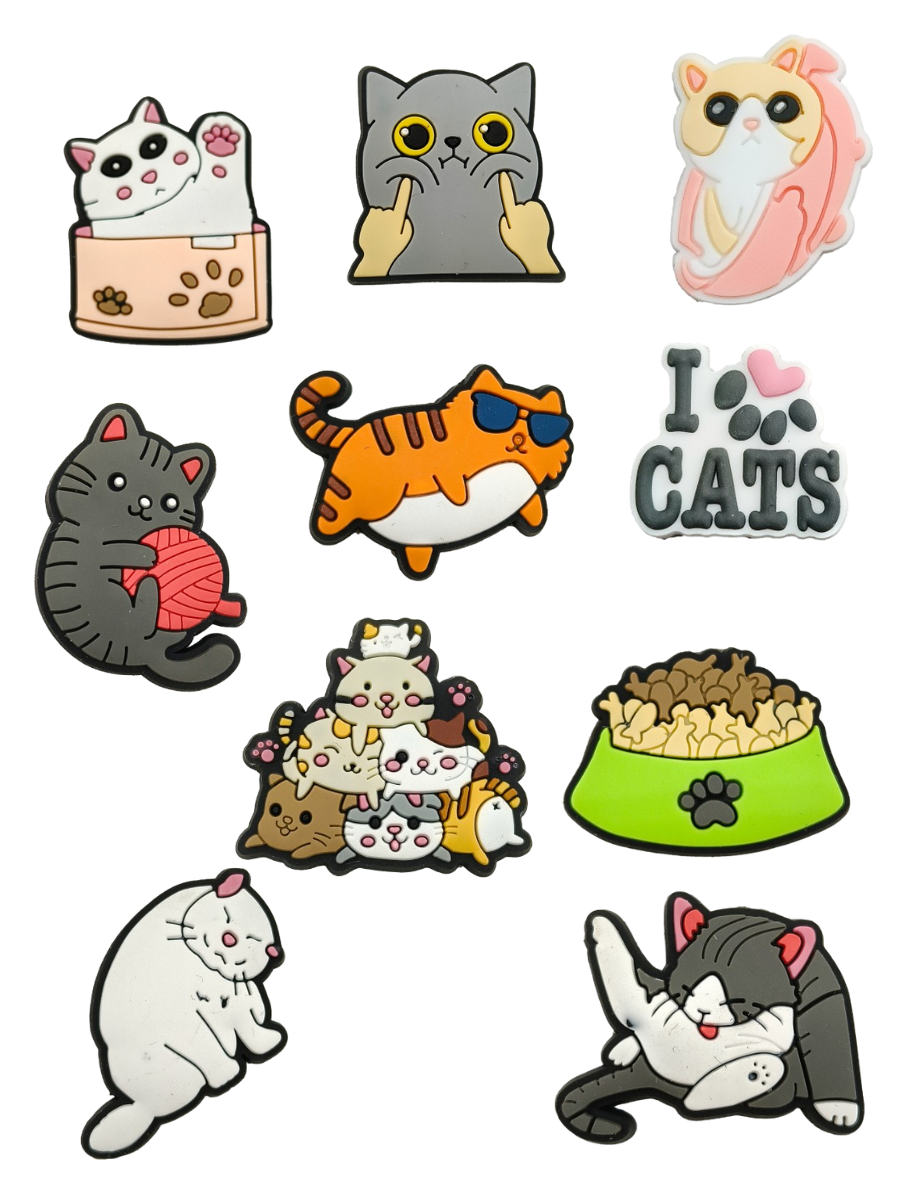 Джибитсы кошки кошка cat животное Jibbitz 10 шт аксессуары крокс украшение Dz_140_1, фото №1