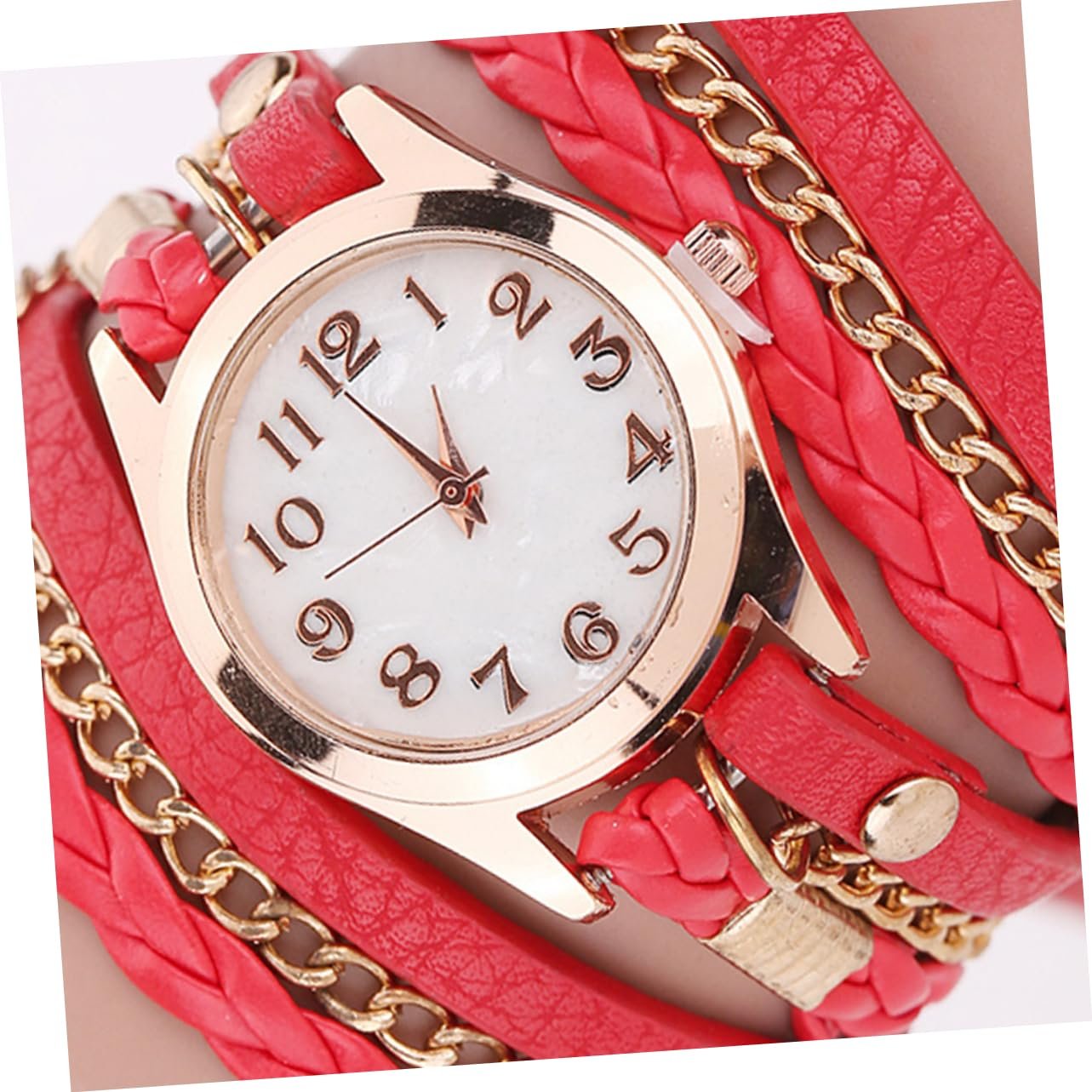 Женские наручные часы OATIPHO Плетёное кольцо-застёжка Красный, фото №6