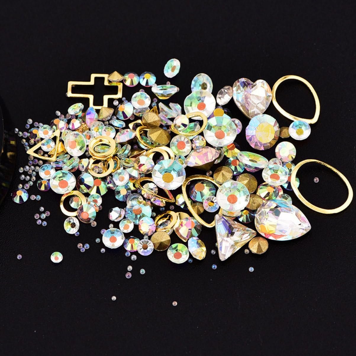 Стрази для нігтів Healeved Набір Різні стилі, синьо-фіолетові, кольорові, різної форми, фото №7