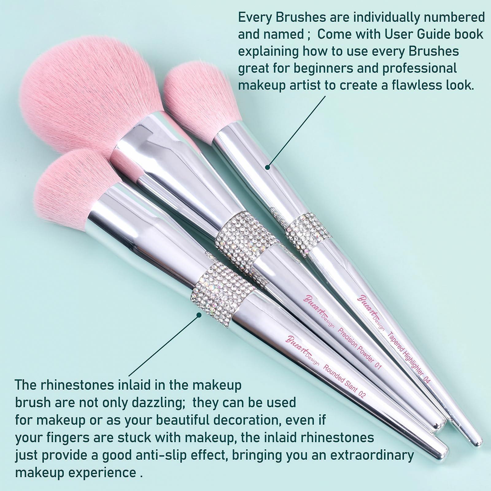 Набор Bueart Design Makeup Brushes с ультрамягкими кистями и держателем для макияжа 15 штук серебряный розовый + держатель, фото №6 Набор Bueart Design Makeup Brushes с ультрамягкими кистями и держателем для макияжа 15 штук серебряный розовый + держатель, фото №6