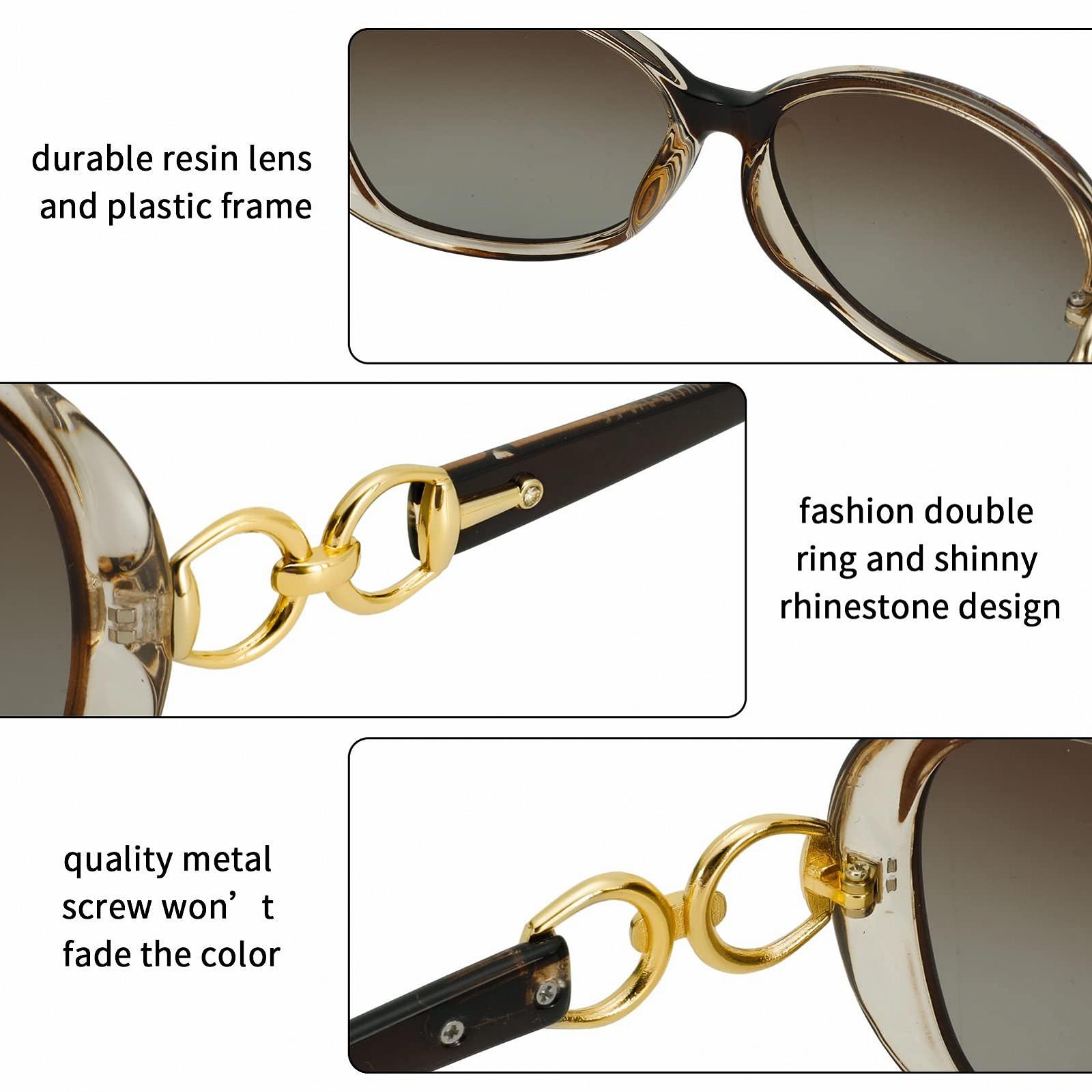 Солнцезащитные очки Женские Firtink Большие Поляризованные Модные Классические Винтажные UV400 Черные/Коричневые/Фиолетовые (3 шт.), фото №3