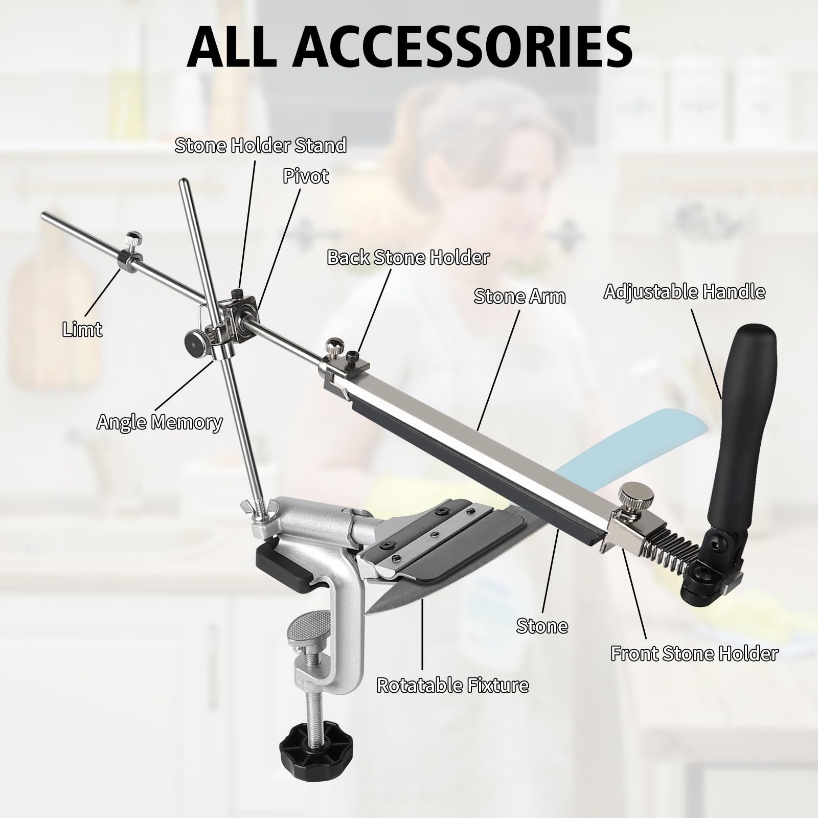 Точильна система для ножів професійна поворотна 360° 14 предметів, фото №2 Точильна система для ножів професійна поворотна 360° 14 предметів, фото №2