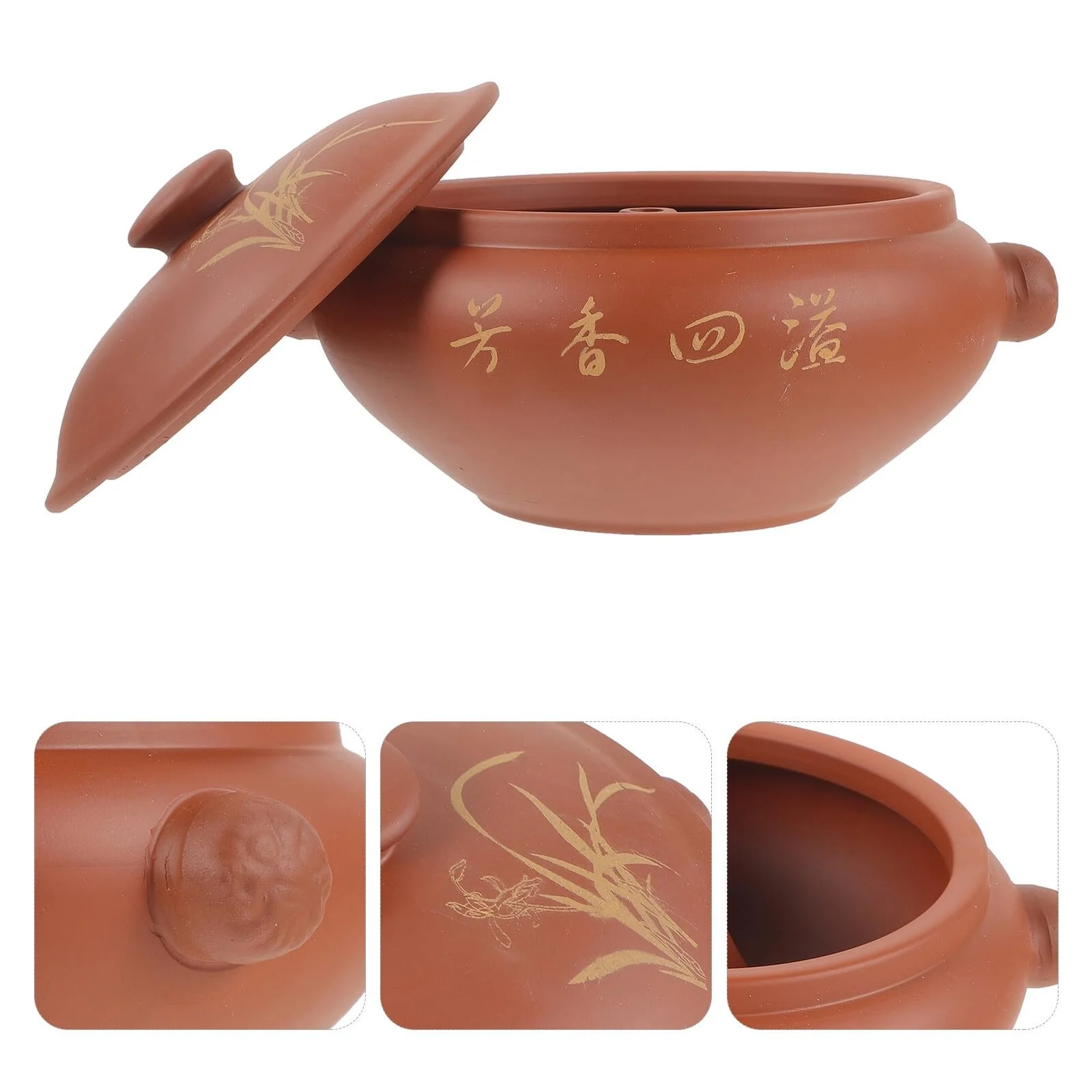 Кастрюля-пароварка VALICLUD керамическая термостойкая с крышкой для овощей и мяса, фото №3