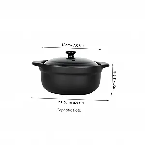 Керамическая кастрюля Toyvian с крышкой термостойкая для бибимбапа многофункциональная synthetic.ua - Фото 1