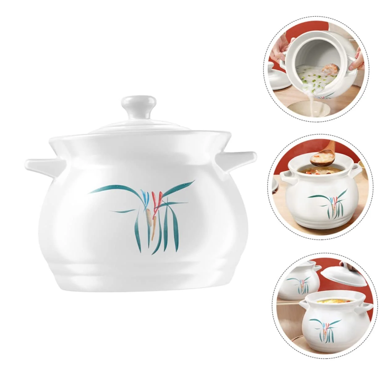 Кастрюля для супа керамическая 2 л термостойкая с крышкой для азиатской кухни, фото №9