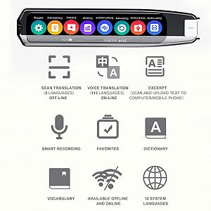 Розумна ручка-перекладач, що підтримує 8 мов для офлайн-перекладу, з багатомовним перекладом, електронний synthetic.ua - Фото 1