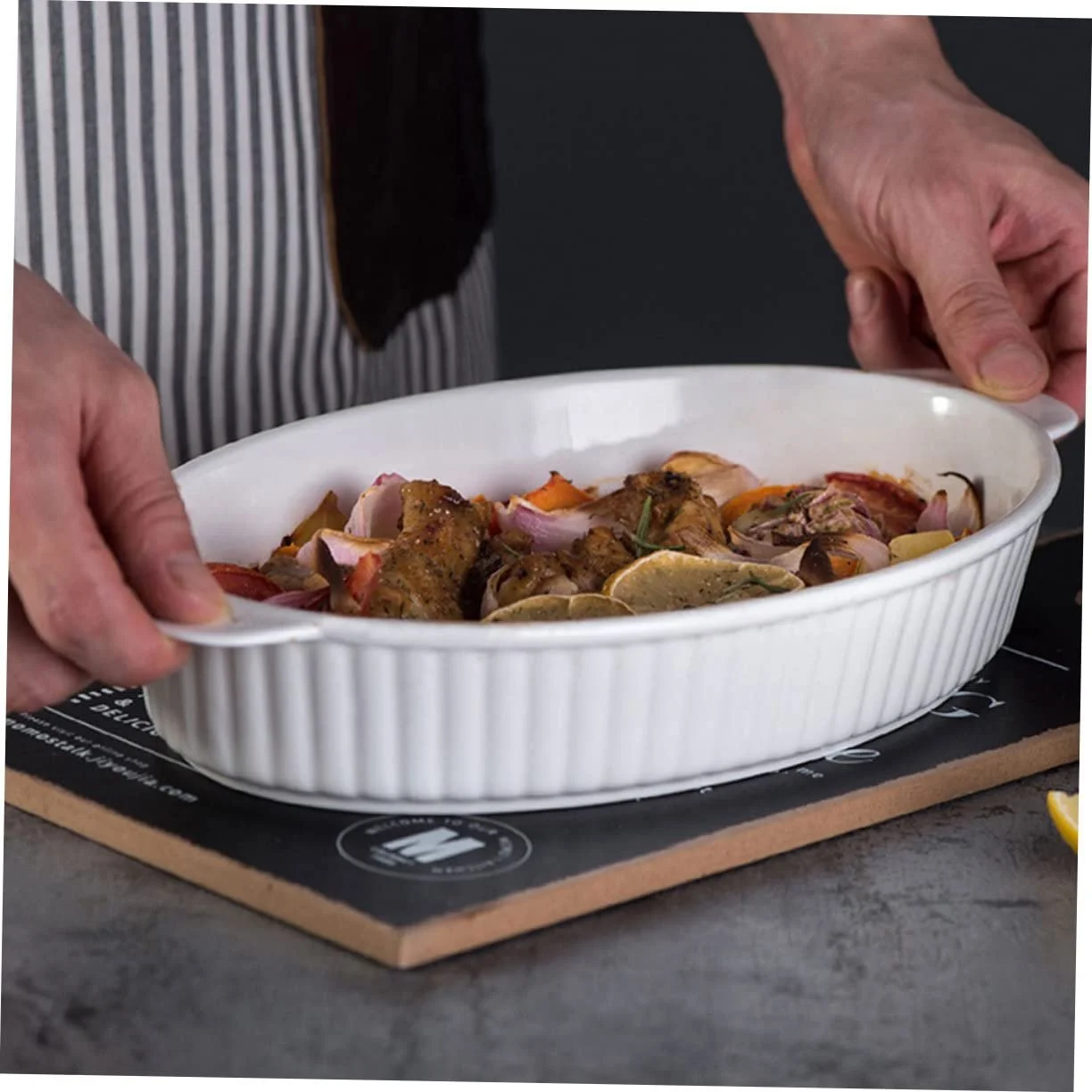 Форма для запекания OUNONA Керамическая с двойной ручкой, фото №5