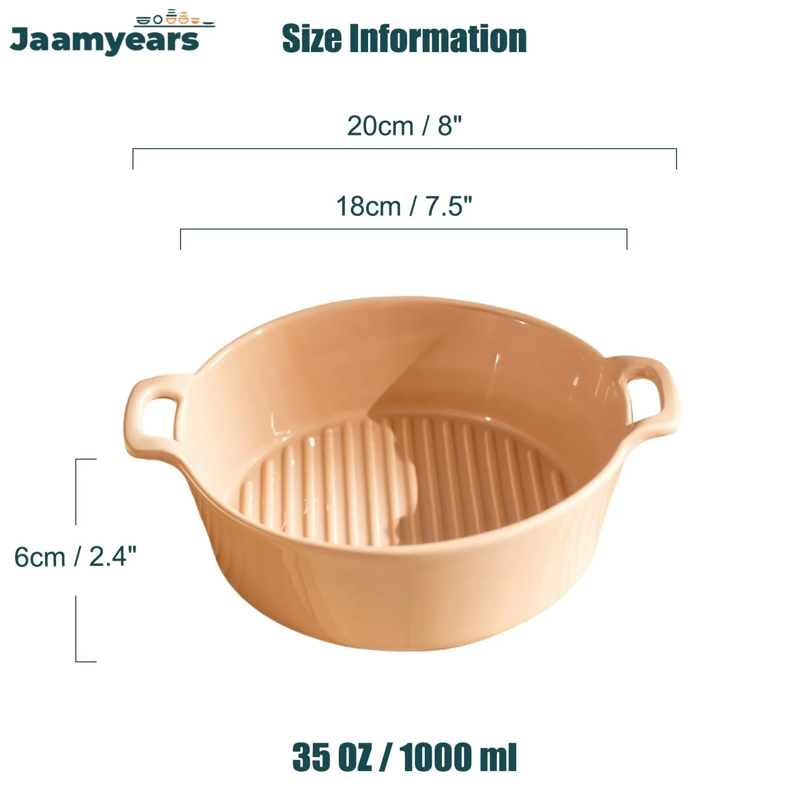 Форма для запікання лазаньї 1000 мл кругла керамічна для духовки та мікрохвильової печі, фото №3