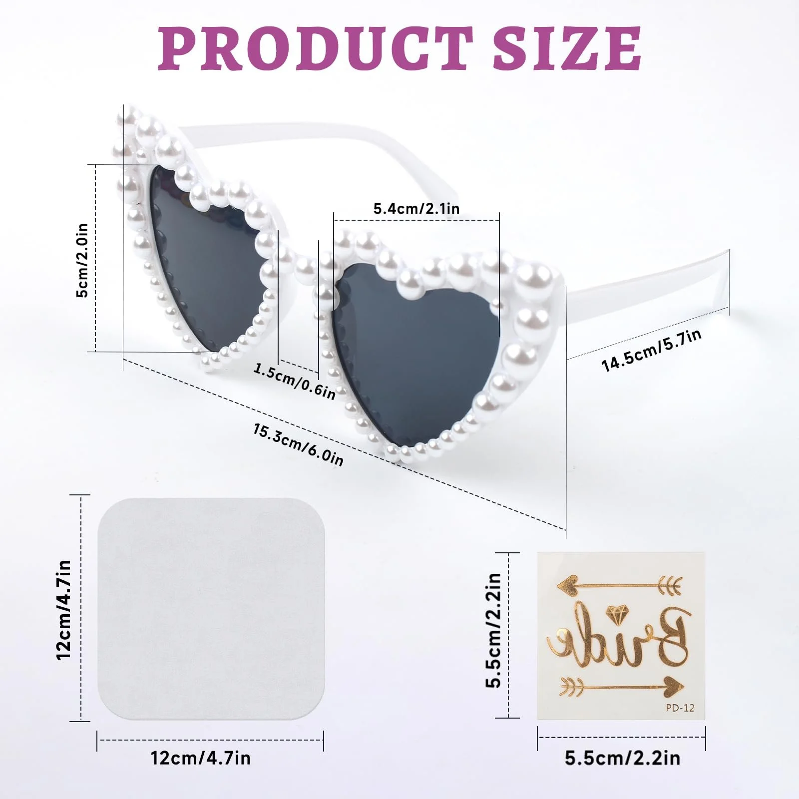 Солнцезащитные очки GOWTX Ретро Сердце Жемчуг, фото №2
