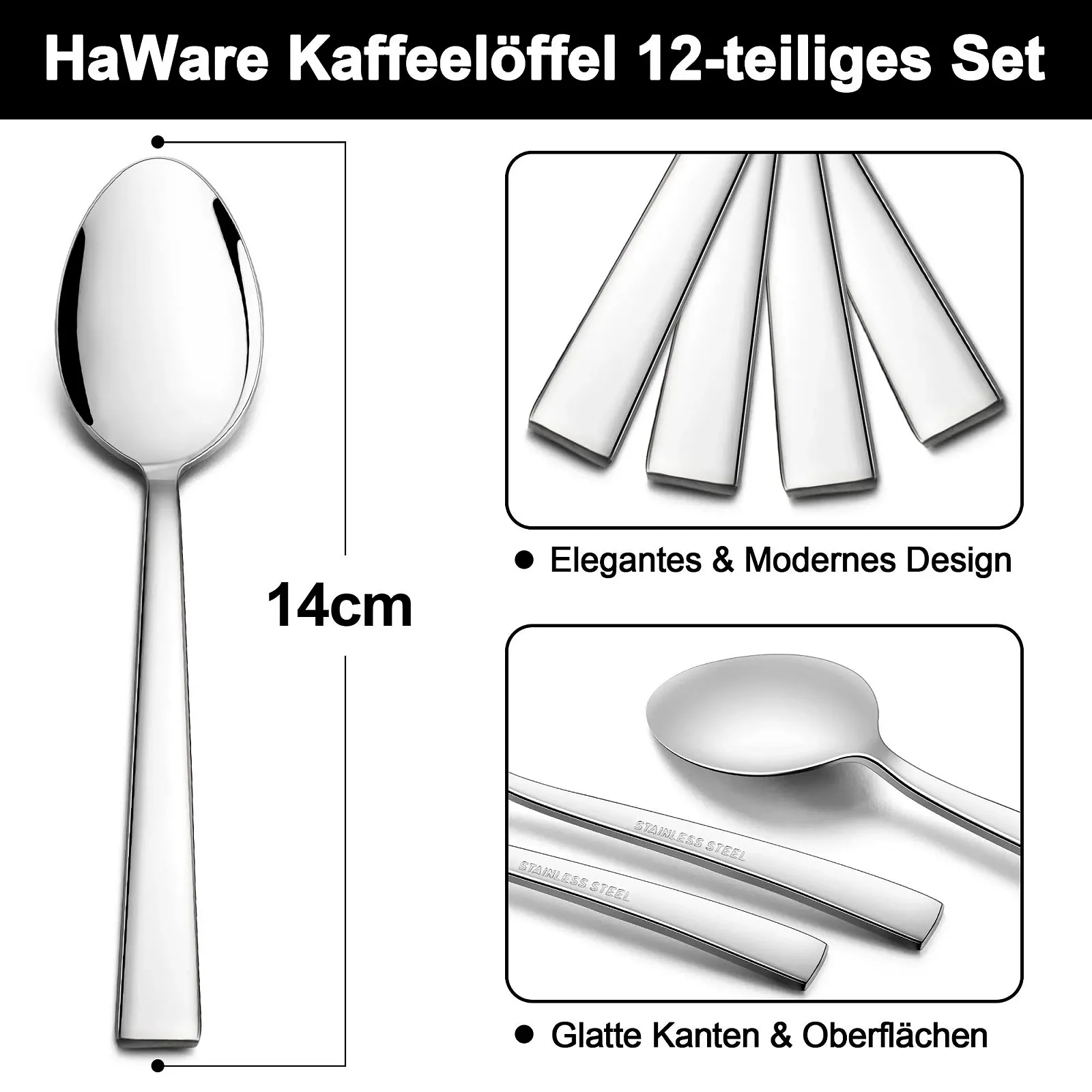 Ложка для кави HaWare з нержавіючої сталі, чайна, фото №2