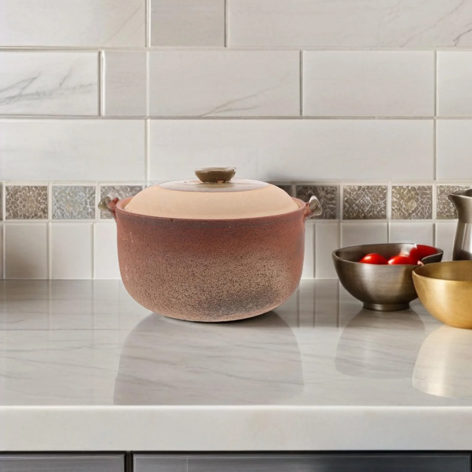 Кастрюля Toyvian терракотовая жаростойкая с ручкой для газовой плиты, фото №7