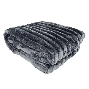 Покривало Marabella Вельвет 150 x 200 см з фланелевим виглядом та блискучими смужками - Фото 1